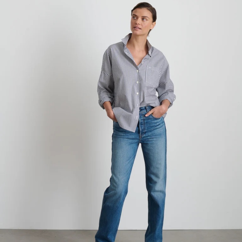 Alex Mill Wash & Go Jo Shirt in Striped Cotton Poplin Button Down Small